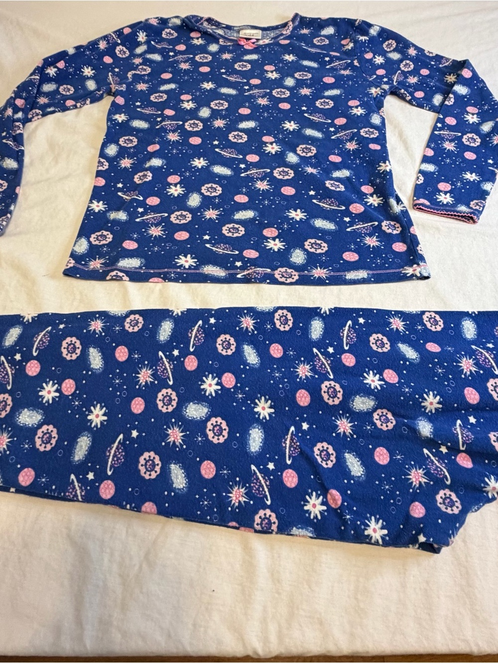 Cuddl Duds Women’s Navy Space-Print Long Sleeve Pajama Set Size Medium